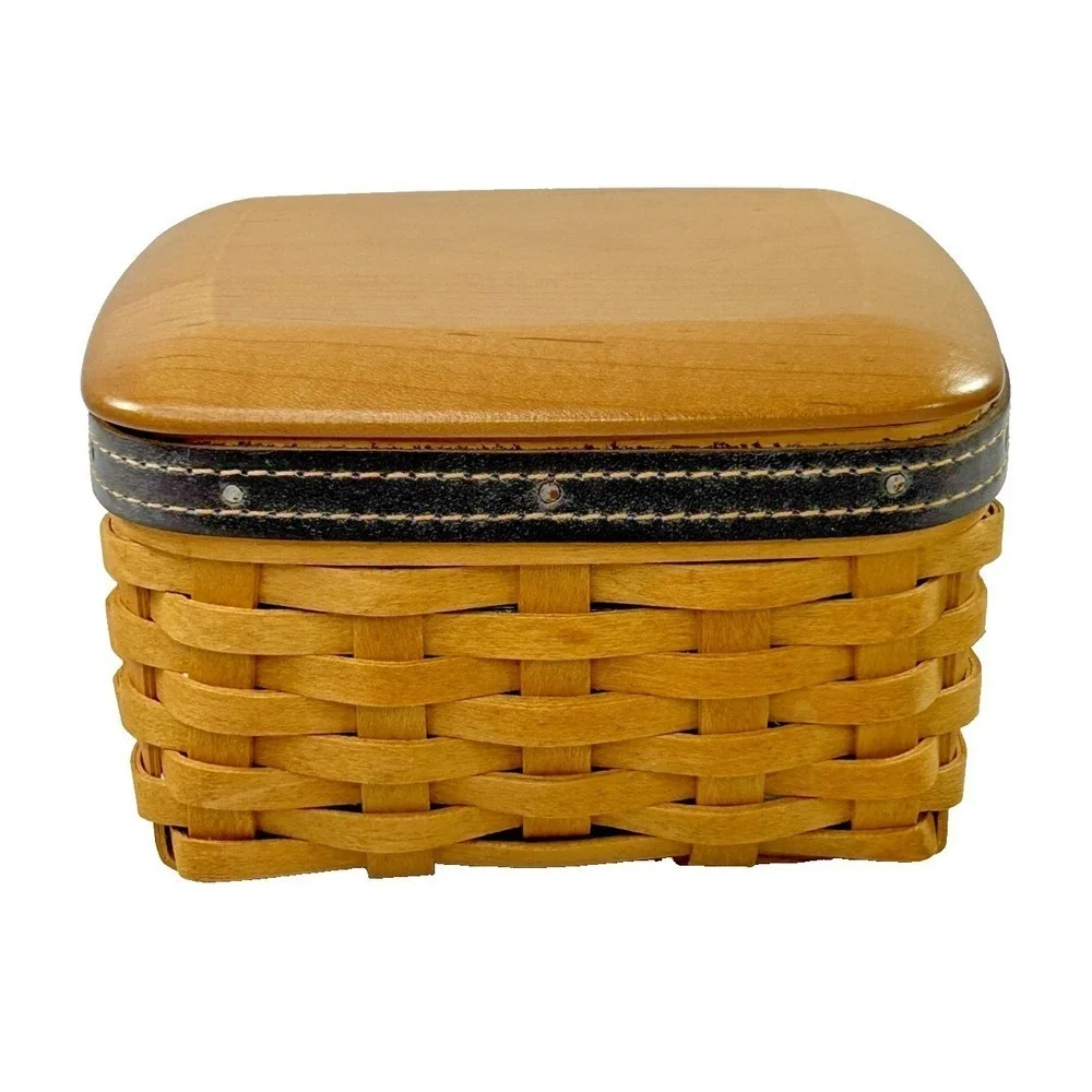 Longaberger Father's Day POCKET CHANGE Basket w/Lid‎ Protector Leather Trim 2003